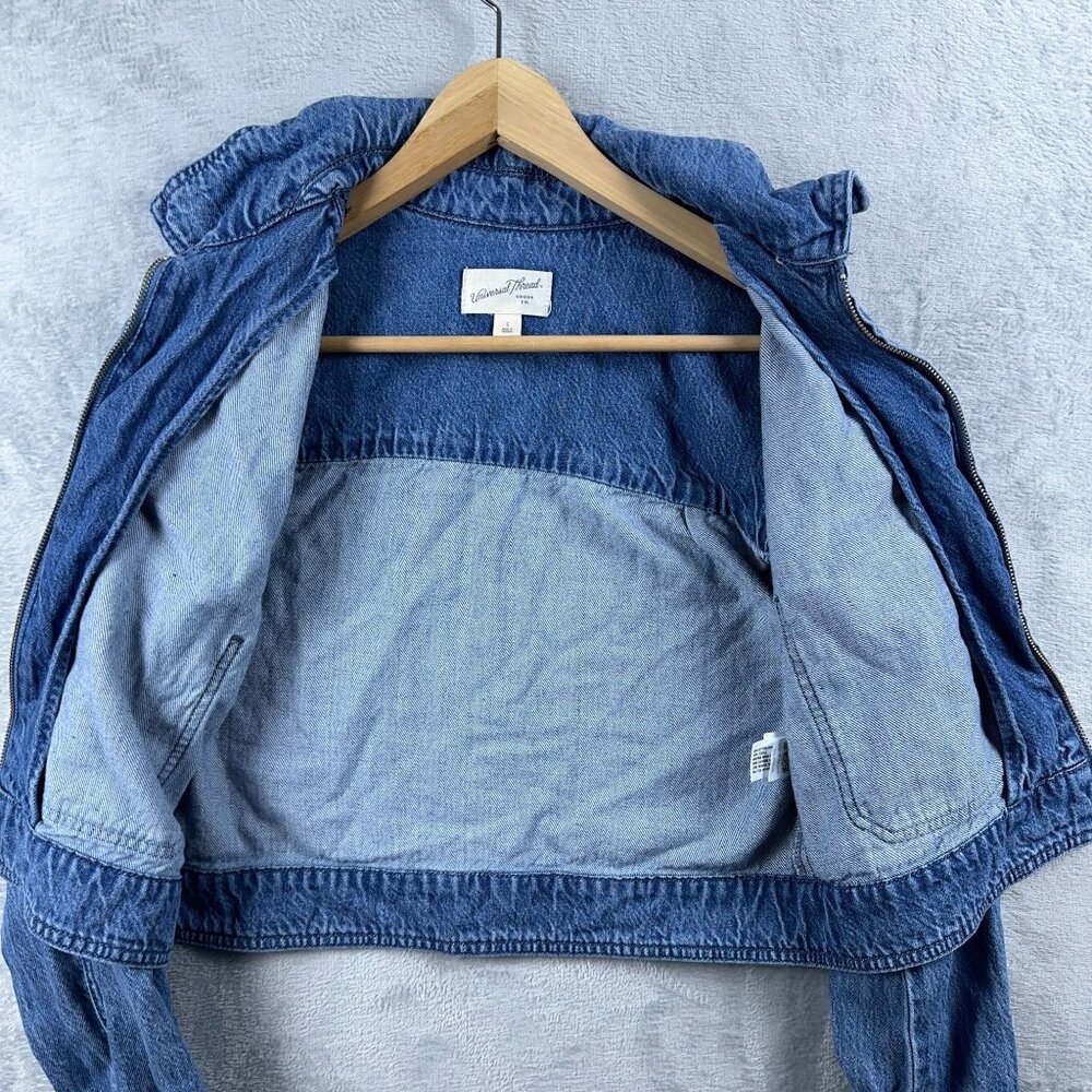 Universal Thread Cropped Denim Jacket Full Zip Up… - image 3